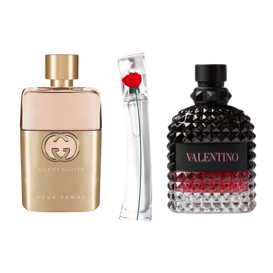 3 Parfums Gucci culpable, Valentino intenso, flor de Kenzo (eau parfum)