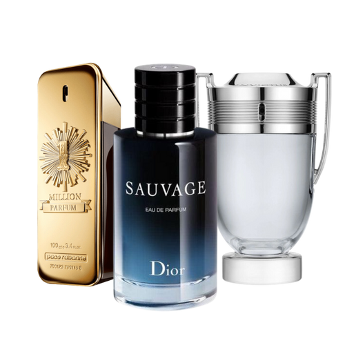 3 Parfums Paco Rabanne One Million, Dior Sauvage et Paco Rabanne Invictus (Eau de Parfum)