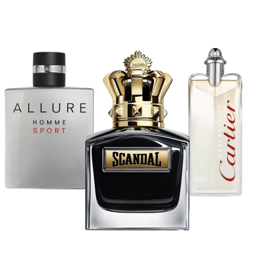 3 Parfums Allure Homme Sport, Jean Paul Gaultier Scandal, Declaración de Cartier (Eau de Parfum)