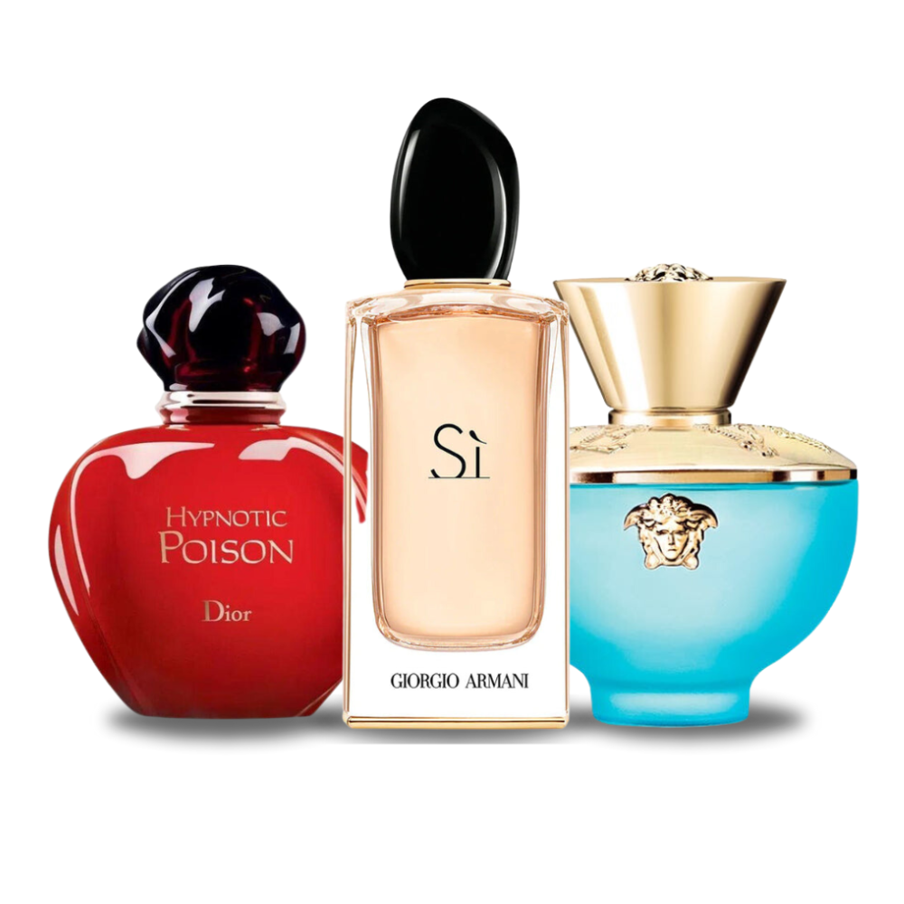 3 Parfums Dior Hypnotic Poison, Giorgio Armani Sì et Versace Dylan Turquoise 100ml (Eau de Parfum)