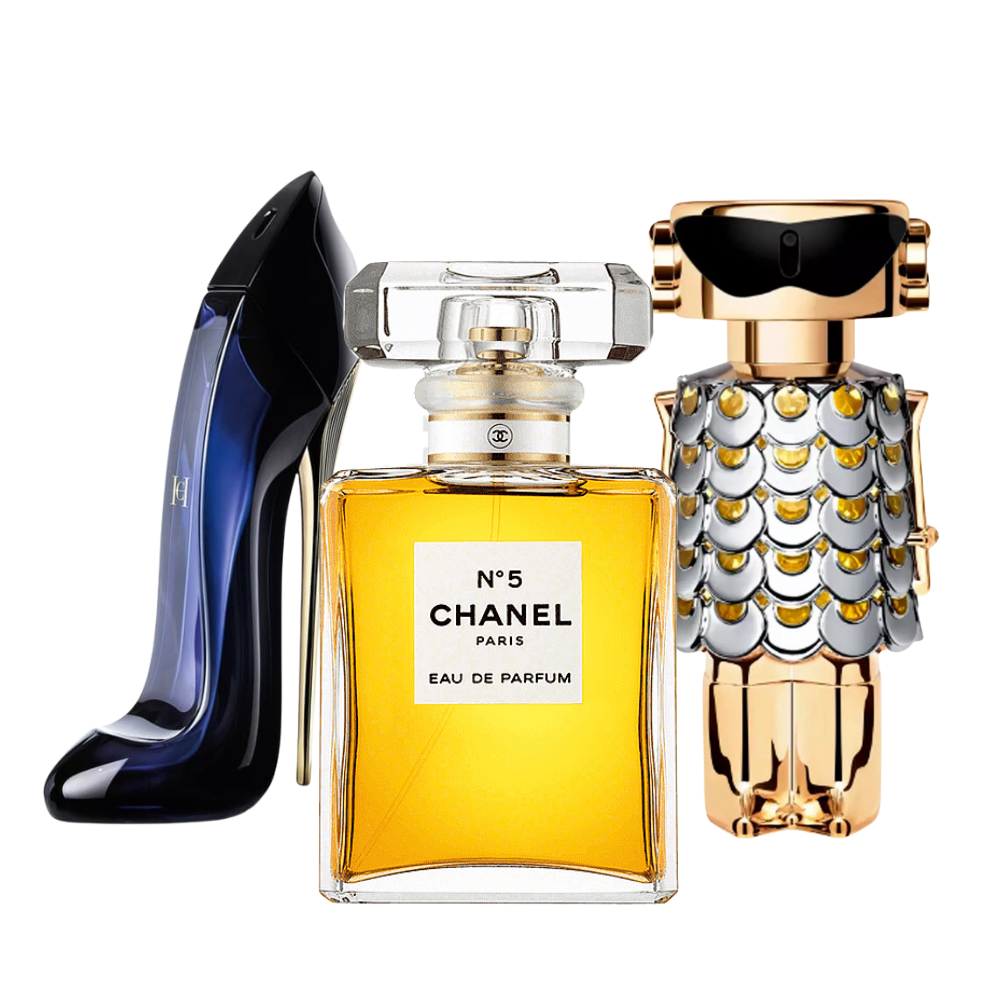 3 Parfums Carolina Herrera Good Girl, Chanel Nº5 et Paco Rabanne Fame (Eau de Parfum)