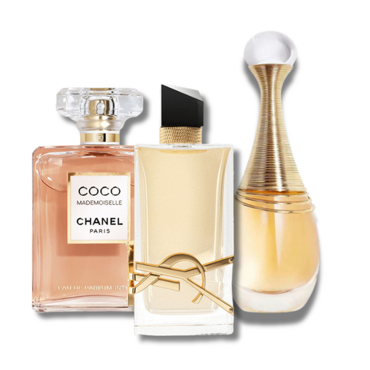 3 Parfums Chanel COCO MADEMOISELLE, Yves Saint Laurent LIBRE and Dior J'ADORE (Eau de Parfum)