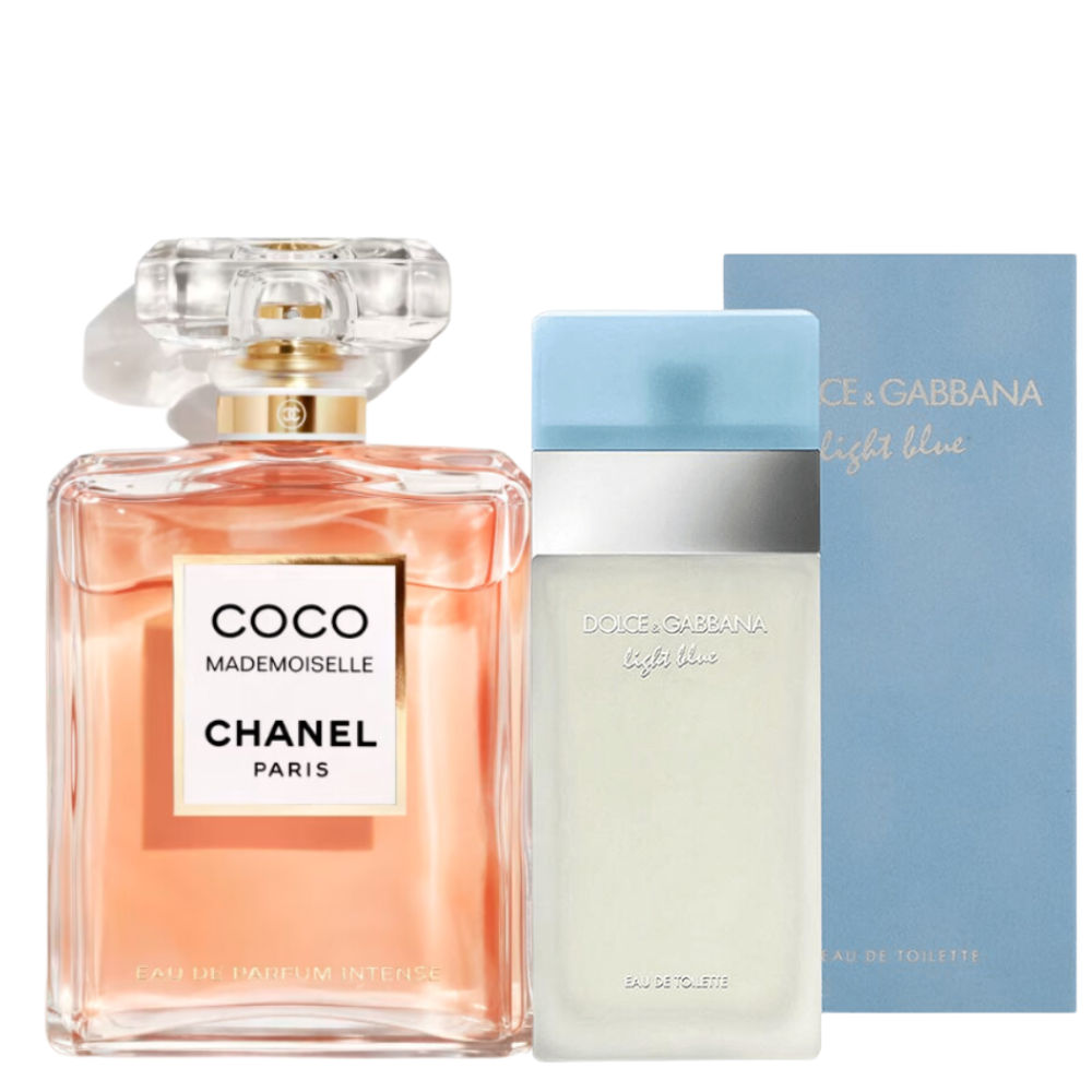 2 Parfums Chanel Coco Mademoiselle Eau de Parfum 100ml et Dolce & Gabbana Light Blue Eau de Toilette Women's Perfume Spray 100ml