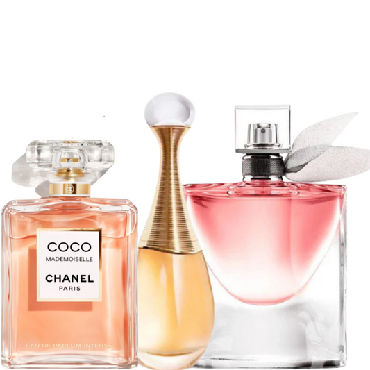 3 Parfums  J'ADORE, Lancôme LA VIE EST BELLE (Eau de Parfum) et CHANEL COCO MADEMOISELLE EAU DE PARFUM 100ml