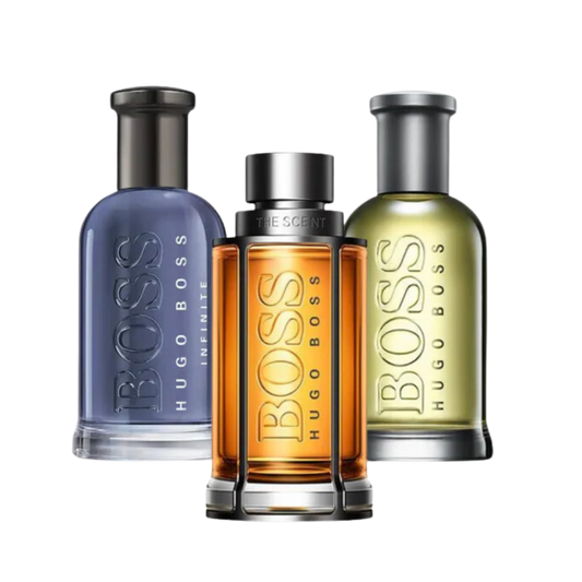 3 parfums baas de geur, baas gebotteld et gebotteld oneindig